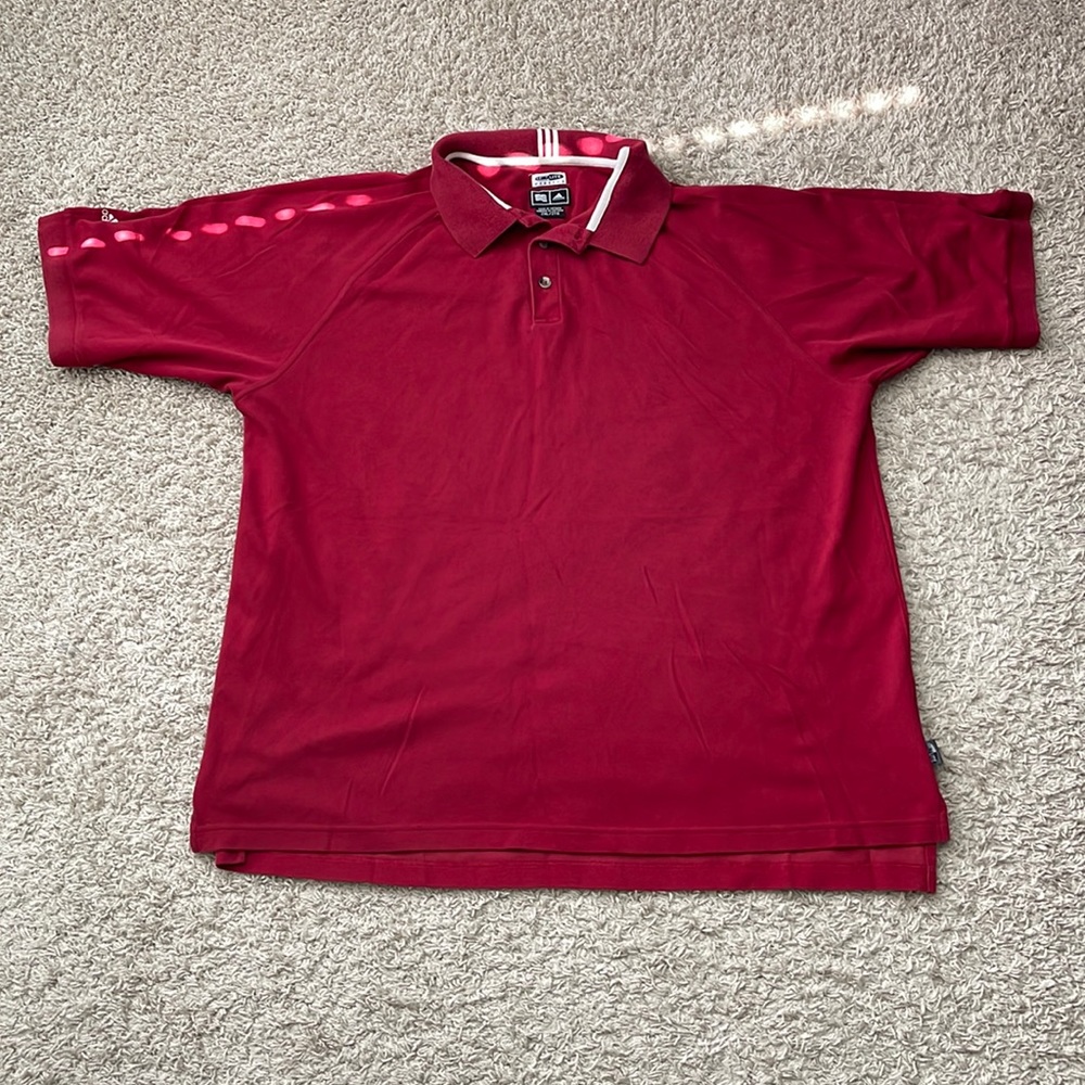 EUC Men’s Adidas ClimaLite Solid Red Short Sleeve Polo Size 2XL
